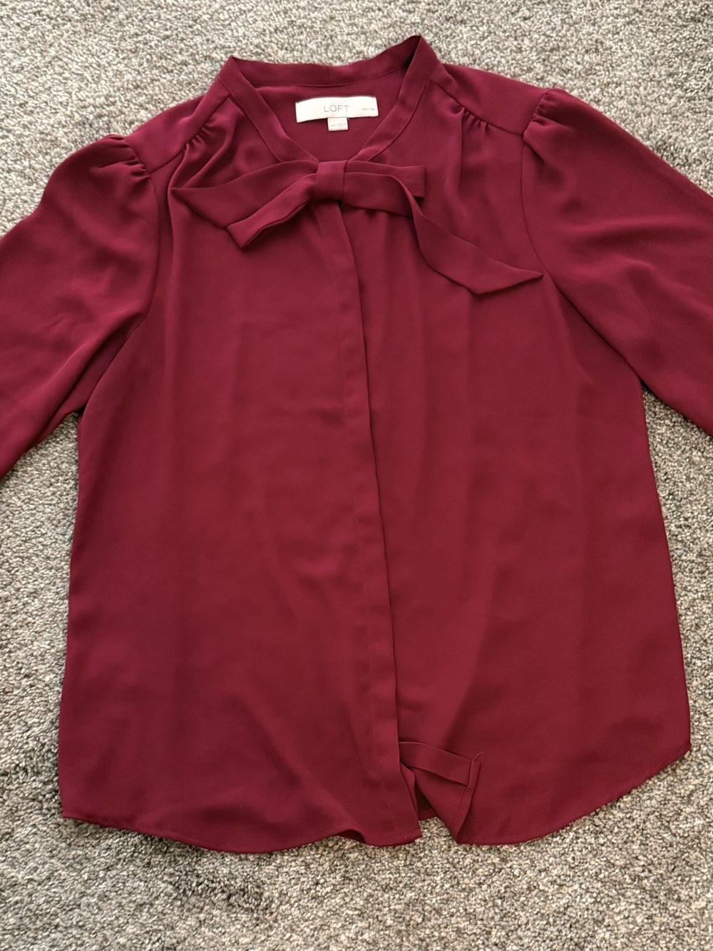 LOFT Women's Bow-Tie Blouse in Wine